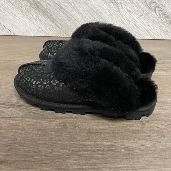 UGG | Coquette Snow Leopard Black Slippers 6 NEW - Picture 6 of 9